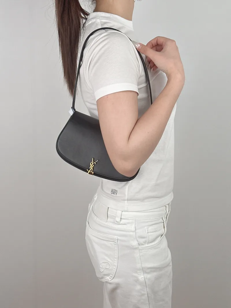 SAINT LAURENT Shoulder Bag VOLTAIRE Black Calfskin Mini 21 × 4.5 × 11 cm — on-model view 1 of 2