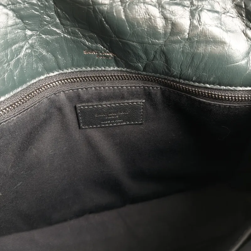 SAINT LAURENT Crossbody Bag Niki D Green Waxed Leather Medium 28 × 8.5 × 20 cm — detail view 5 of 13