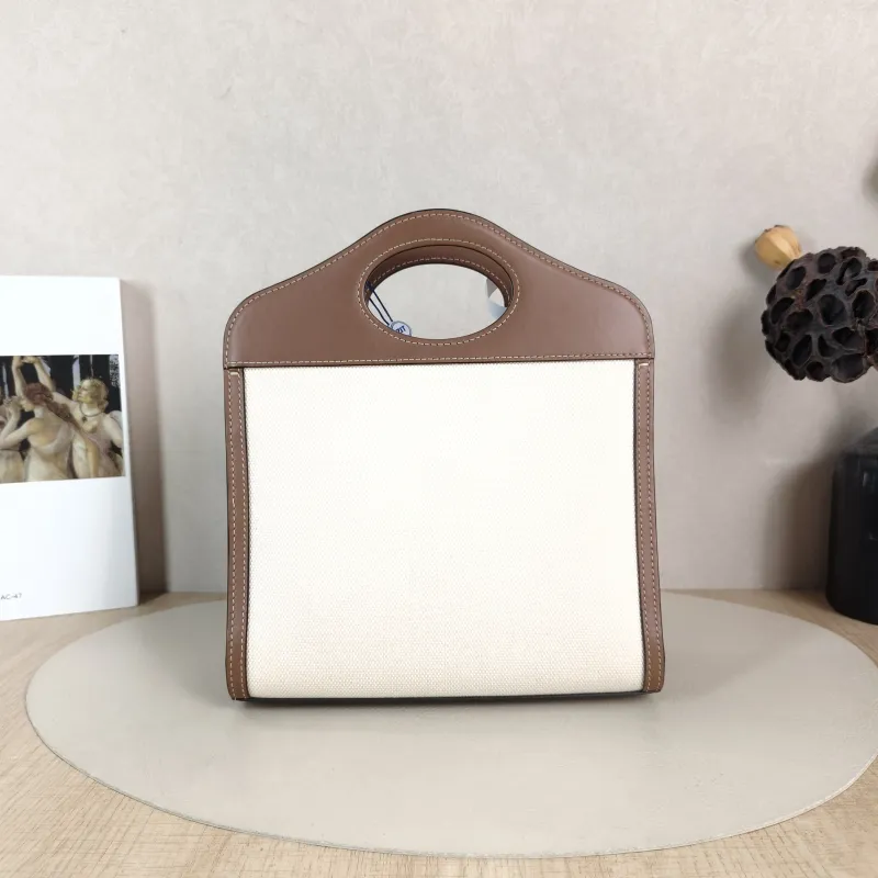 BURBERRY Crossbody Bag pocket bag Top Handle Crossbody Bag Beige Brown Canvas， Mini 23 × 6 × 26.5 cm — cover view 5 of 5
