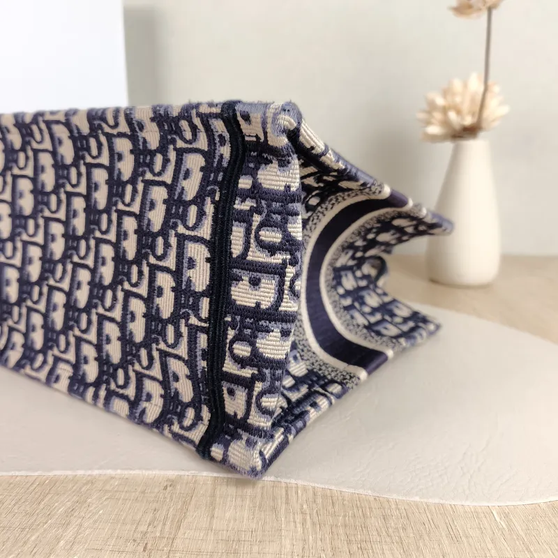 DIOR Top Handle Bag Book Tote Blue Canvas Small 26.5 × 14 × 22 cm — detail view 4 of 11