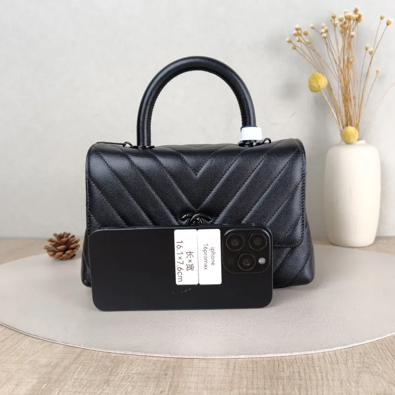 Chanel Top Handle Bag Coco Handle​ v Black Grained Calfskin Small 24 × 10 × 14 cm — cover view 5 of 5
