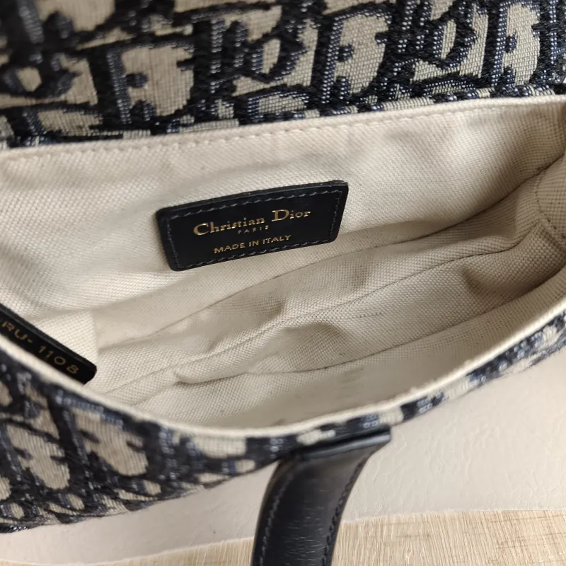DIOR Top Handle Bag Saddle Blue Canvas Mini 19 × 6 × 15 cm — detail view 8 of 9
