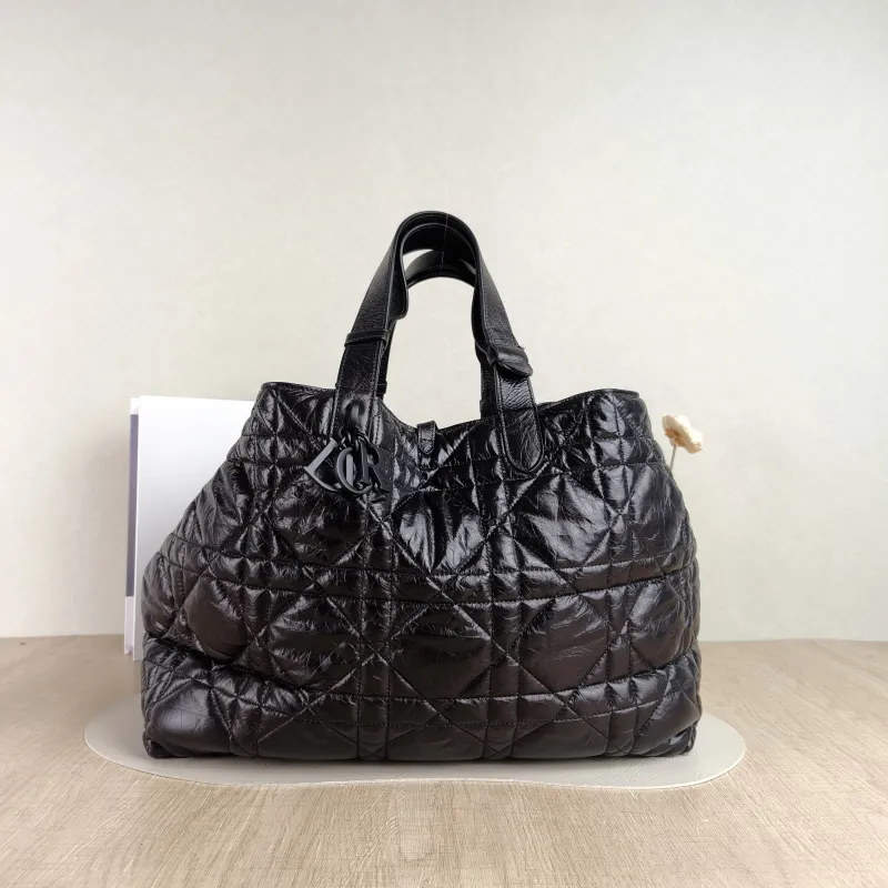 DIOR Top Handle Bag TOUJOURS Black Calfskin Large 37 × 21 × 27 cm