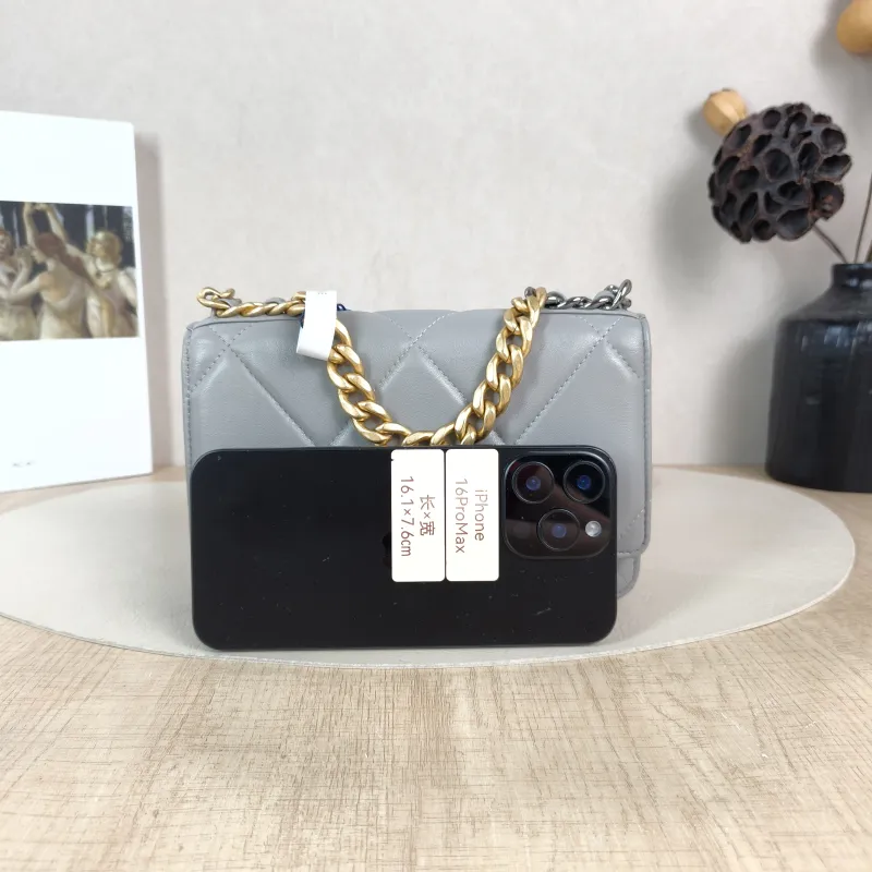 Chanel Crossbody Bag 19Bag WOC Grey SL ambskin Mini 19.2 × 3.5 × 12.3 cm — cover view 3 of 5