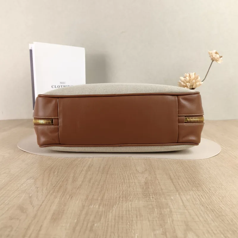 Miumiu Top Handle Bag Beau Brown Canvas · Calfskin Large34 × 10 × 20 cm — cover view 5 of 5