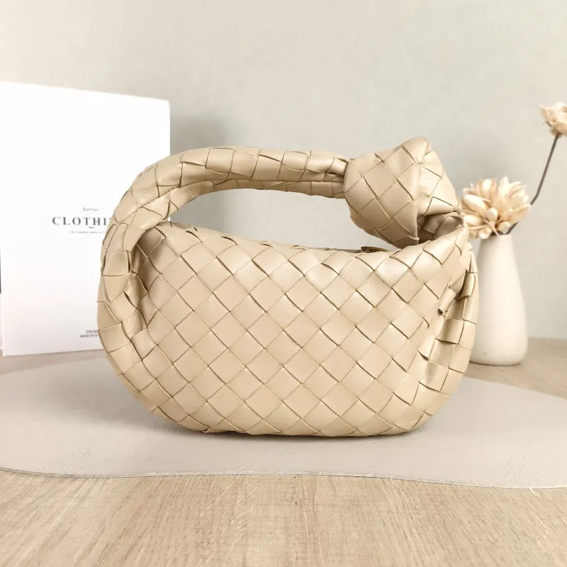 Bottega Veneta Top Handle Bag Jodie Beige Lambskin Mini 28 × 8 × 23 cm