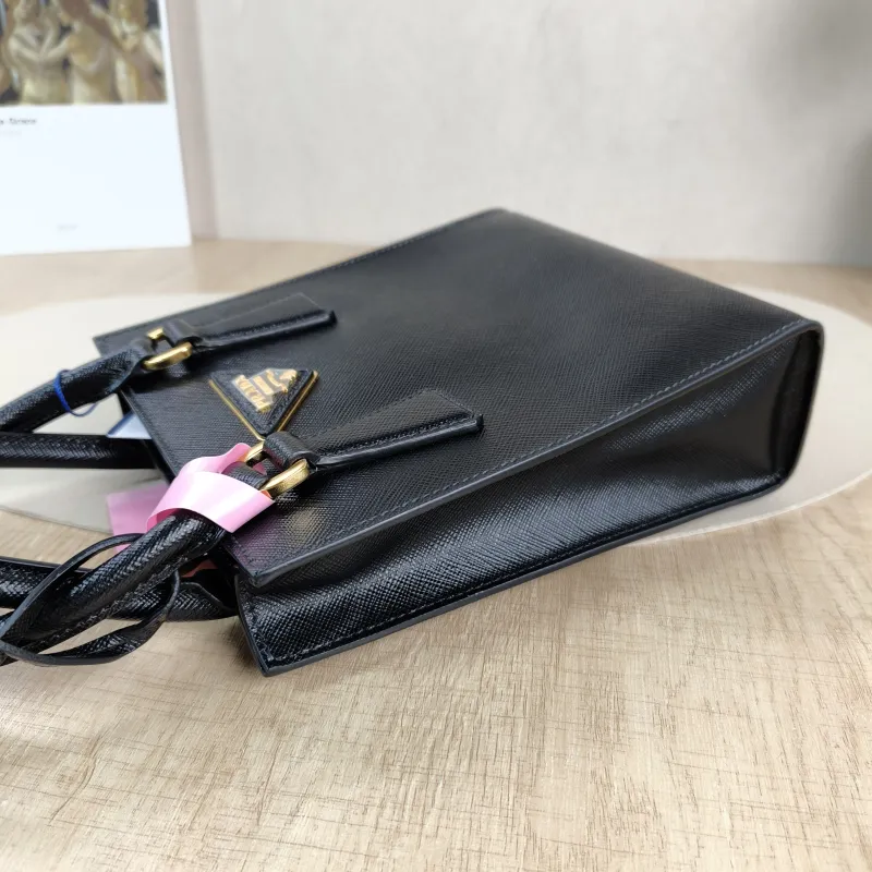 PRADA Top Handle Bag Saffiano Black Calfskin One Size 17 × 6 × 19 cm — detail view 5 of 12