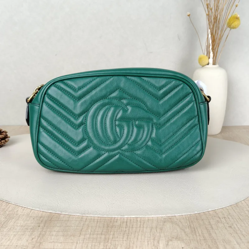 GUCCI Crossbody Bag GG Marmont Marmont Camera Bag Green Calfskin Small24 × 7 × 13 cm — cover view 4 of 5
