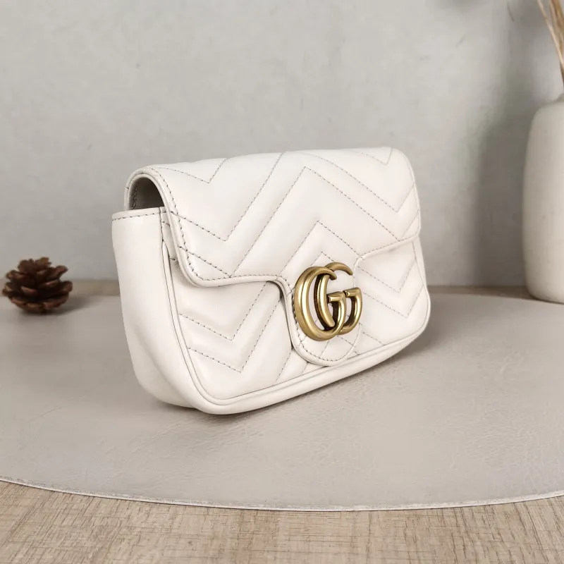 GUCCI Crossbody Bag GG Marmont Mini Marmont Mini White Calfskin Mini 16.5 × 4.5 × 9.5 cm — cover view 2 of 5