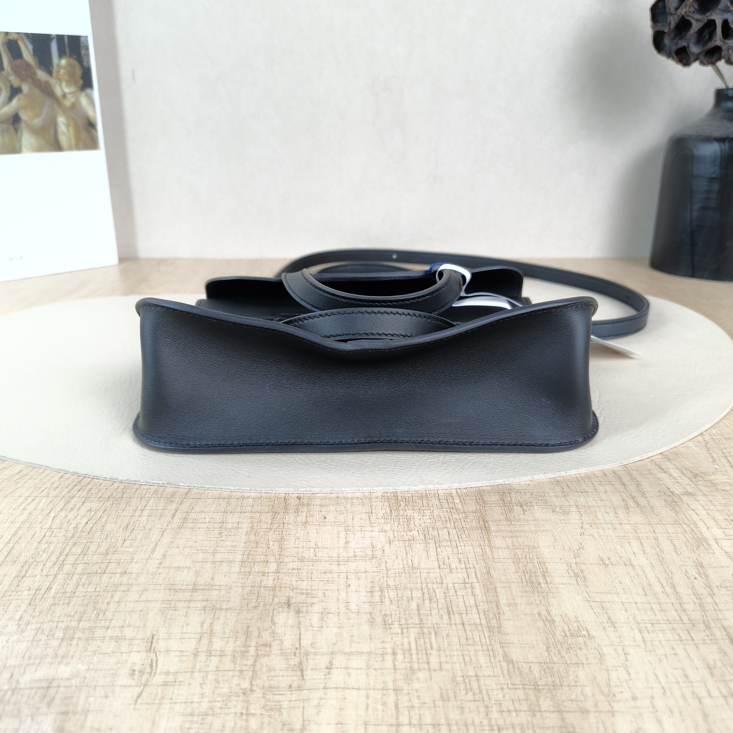 Hermès Crossbody Bag Halzan Black Swift Calfskinmini22 × 6.5 × 15 cm — cover view 4 of 6