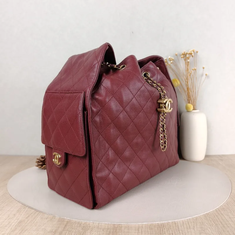 Chanel Shoulder Bag 25Bag Red Grained Calfskin Medium 30 × 15 × 40 cm — cover view 4 of 5
