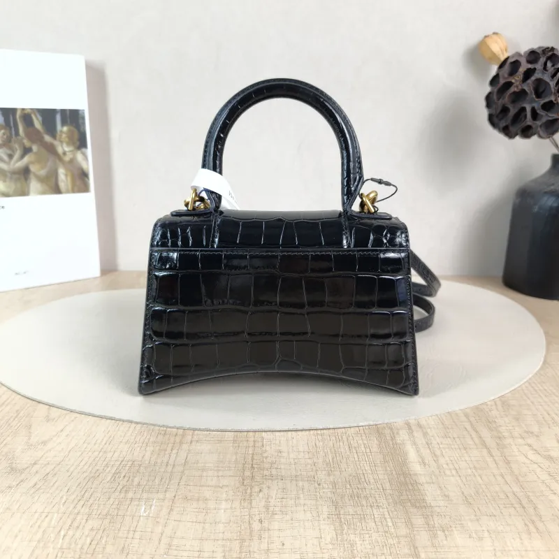 BALENCIAGA Crossbody Bag Hourglass Hourglass Bag Black CC alfskin Mini 19 × 8 × 13 cm — cover view 6 of 6