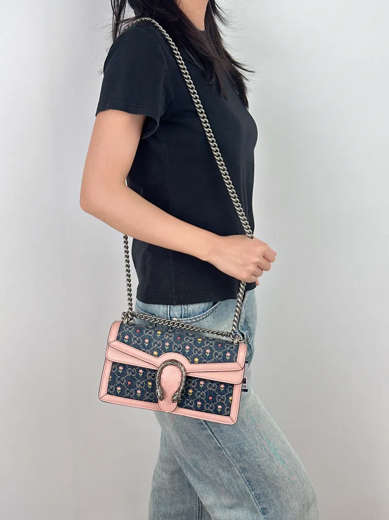 GUCCI Shoulder Bag Dionysus Embroidered Colorblock Small 25 × 7 × 13.5 cm — on-model view 3 of 3