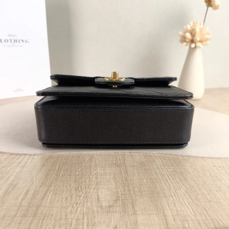 Chanel Crossbody Bag Black with Gold-Tone Hardware Grained Calfskin Small 19 × 6 × 15 cm — cover view 5 of 5