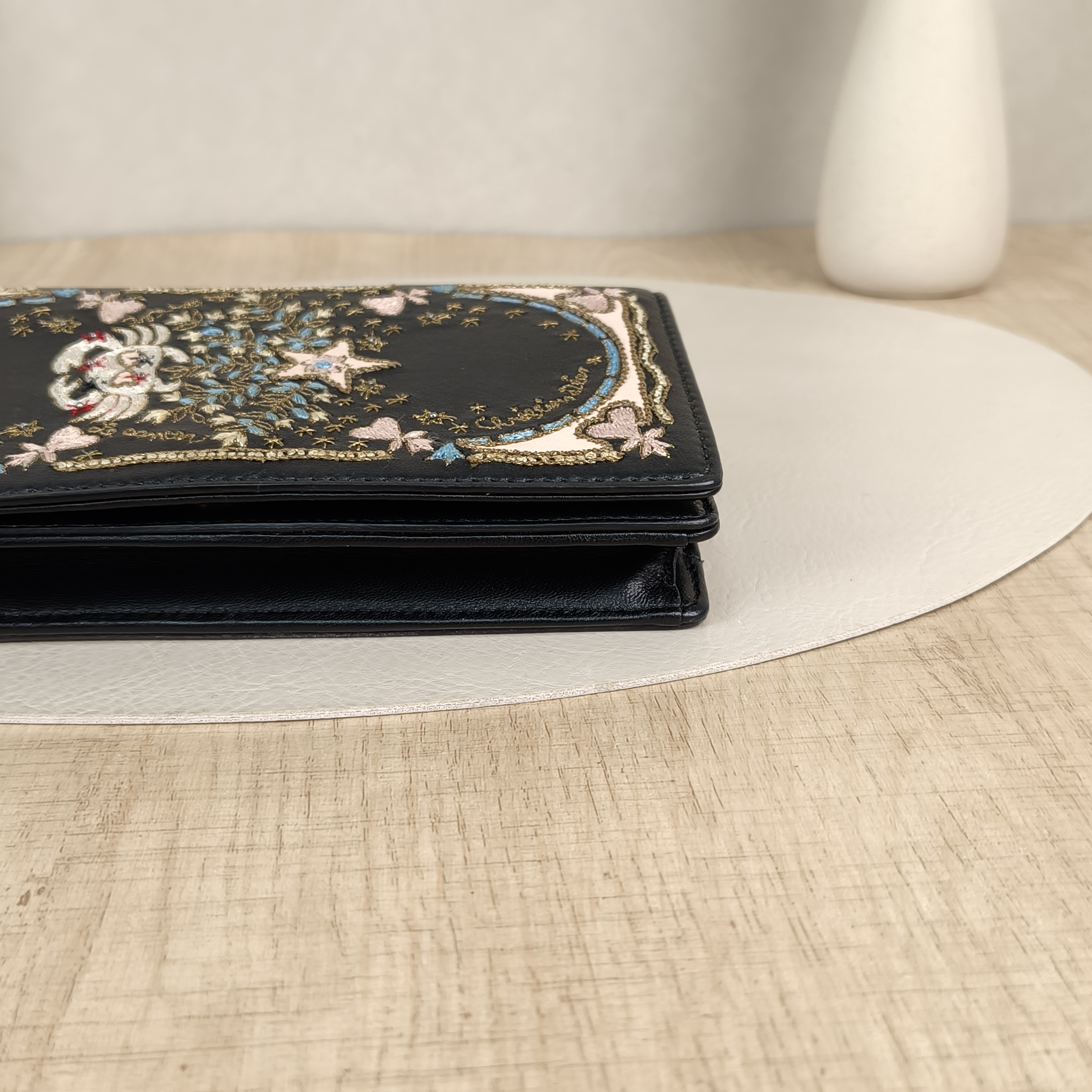 DIOR Clutch Clutch Black Calfskin 18 × 3 × 9.7 cm — cover view 8 of 9