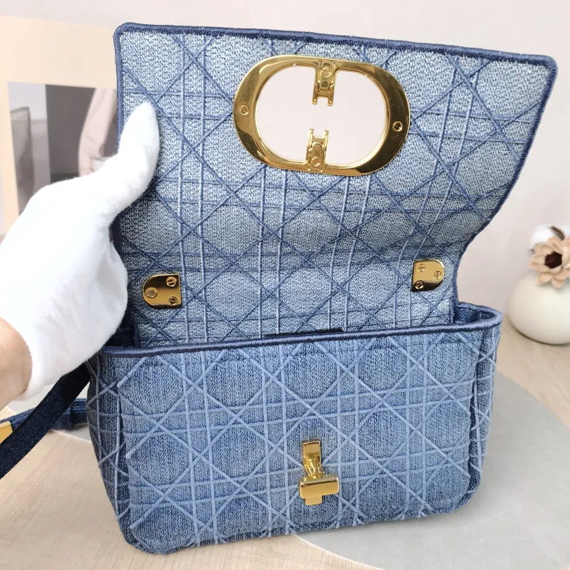 DIOR Crossbody Bag Caro Chain Bag Blue Small 20 × 7 × 13.5 cm — detail view 1 of 10