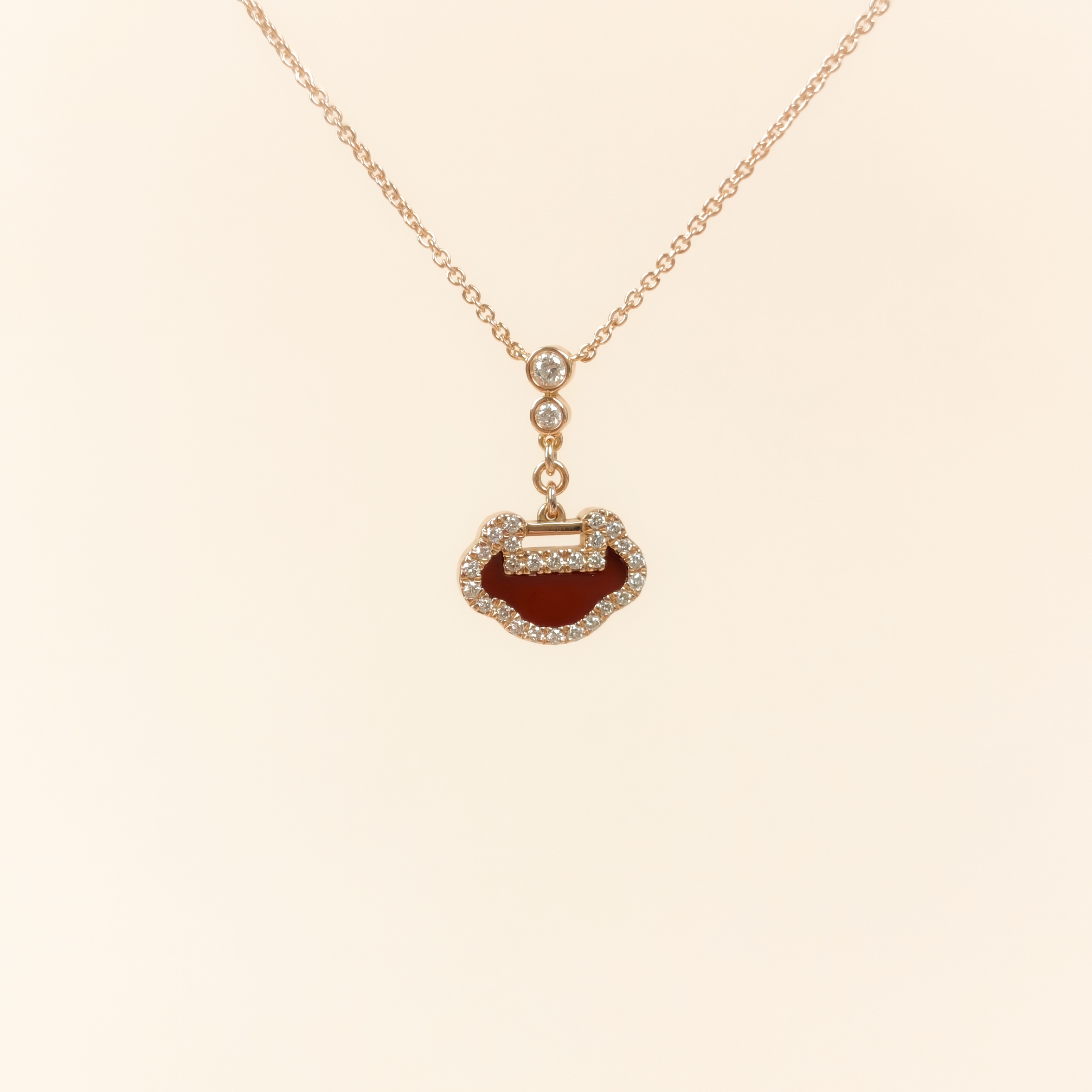 Qeelin Necklace Yu Yi Collection Necklace Red Agate Diamond18KR ose Gold One Size41cm