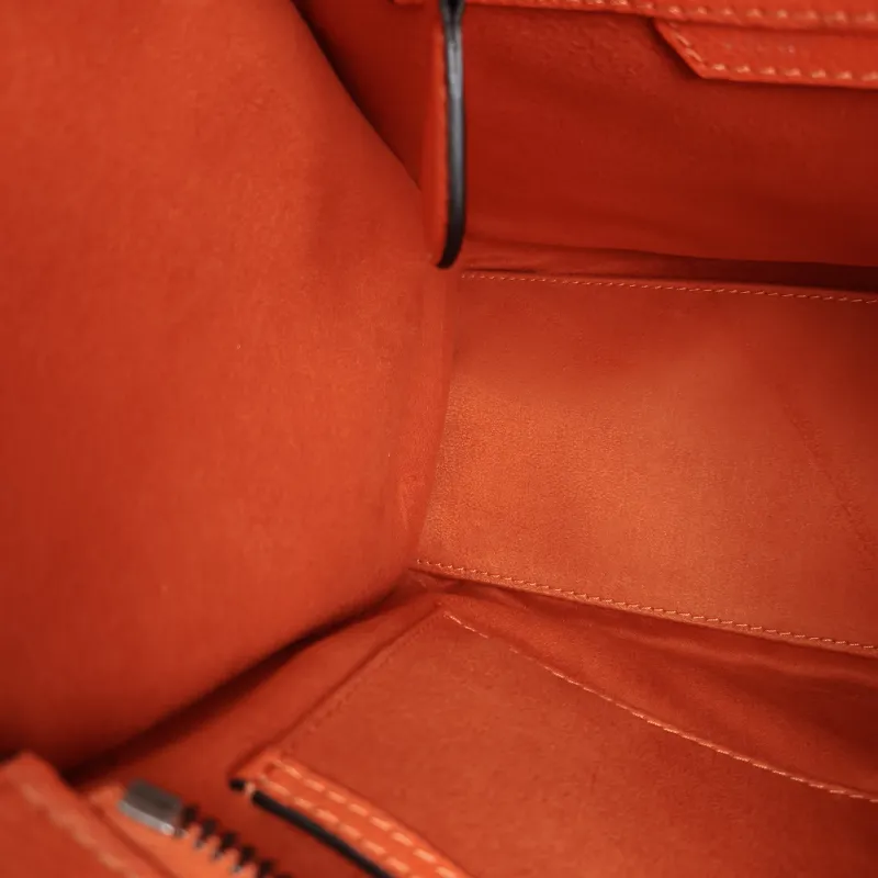 CELINE Top Handle Bag Luggage Micro Red Calfskin Medium26 × 13 × 27 cm — detail view 8 of 12