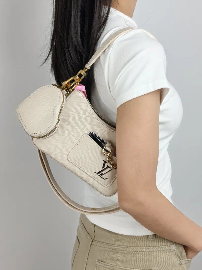 Louis Vuitton Shoulder Bag MARELLINI White Epi Embossed Calfskin Mini 19 × 6.5 × 13.5 cm — on-model view 1 of 3