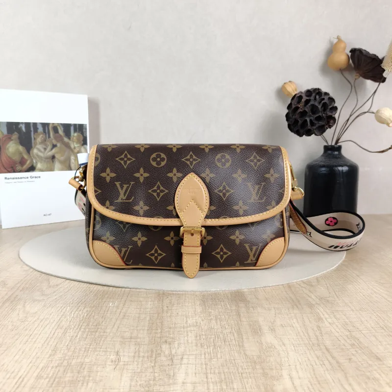 Louis Vuitton Crossbody Bag Diane Baguette Bag Shoulder Strap PVC Small 24 × 9 × 15 cm