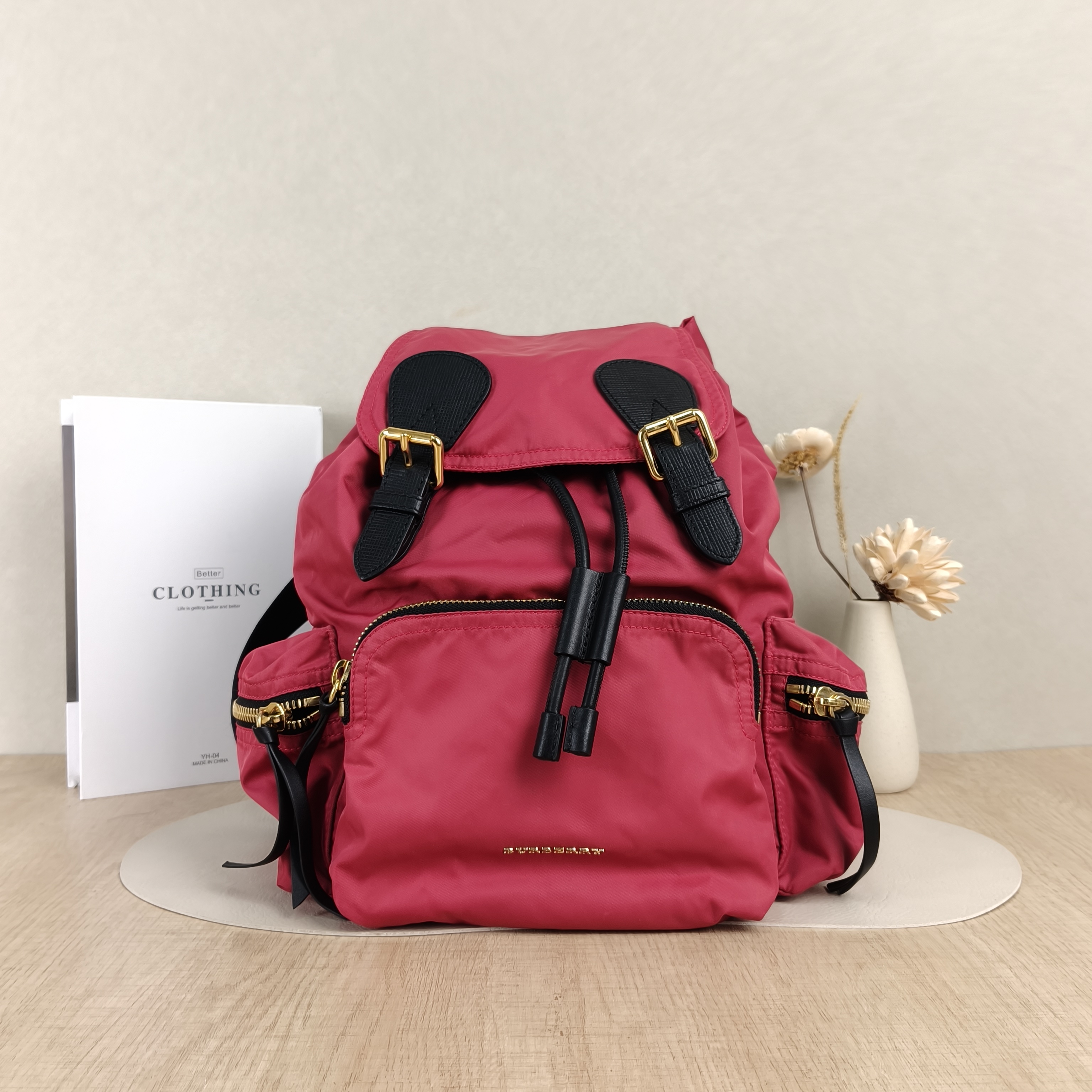 BURBERRY Backpack Backpack Red Nylon One Size28 × 15 × 30 cm