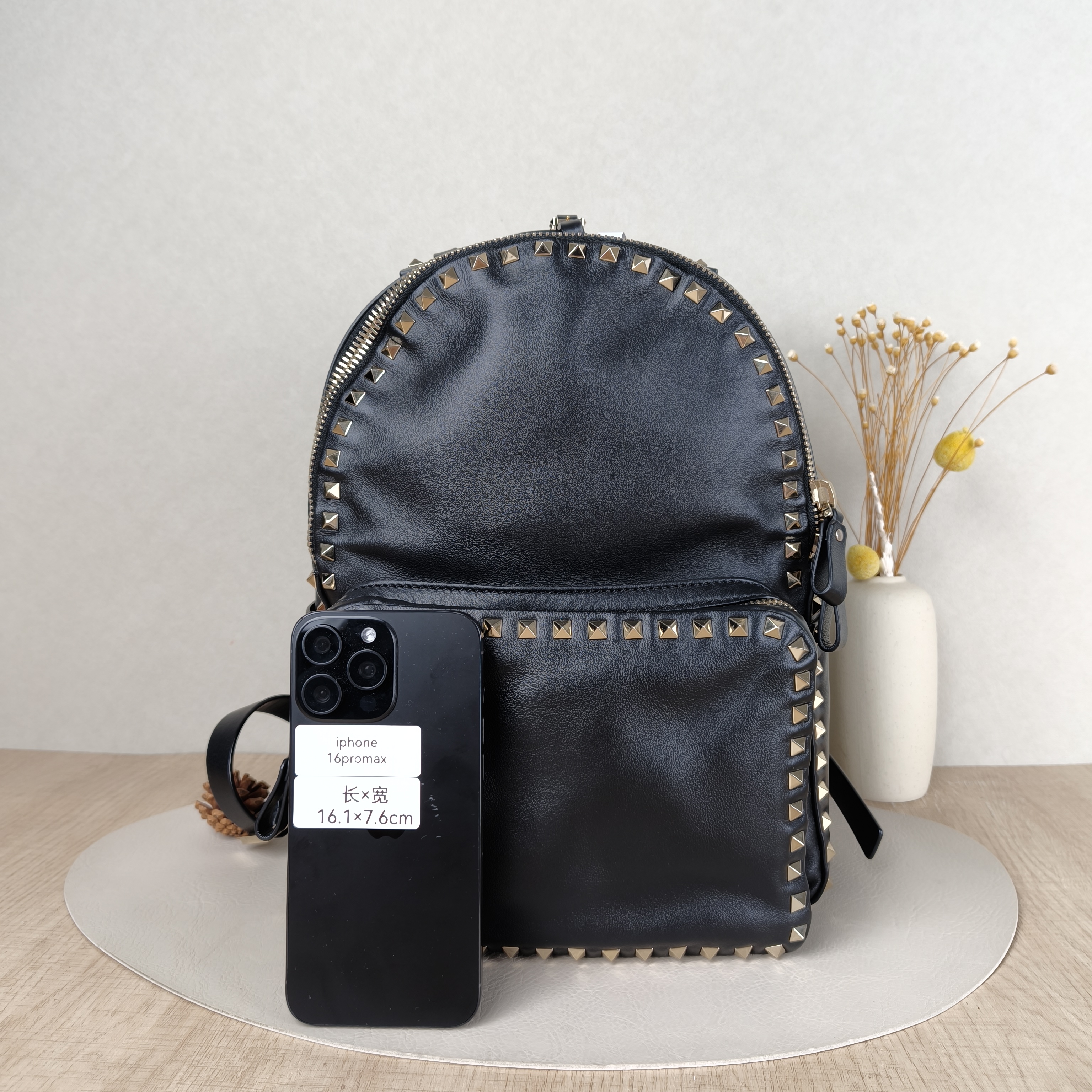 Valentino Backpack Backpack Black Calfskin 26 × 15 × 31 cm — cover view 5 of 5