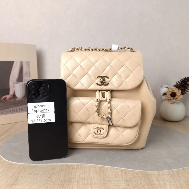 Chanel Backpack Duma Taupe Calfskin Large 21 × 13 × 23 cm — cover view 6 of 6