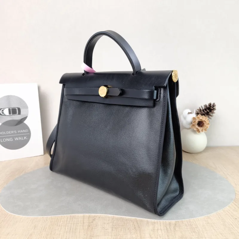 Hermès Crossbody Bag Herbag 31 Black Canvas Medium 30.5 × 11 × 25.5 cm W — cover view 4 of 5