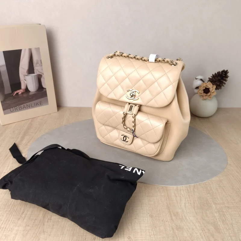 Chanel Backpack Duma Taupe Calfskin Large 21 × 13 × 23 cm — cover view 5 of 6