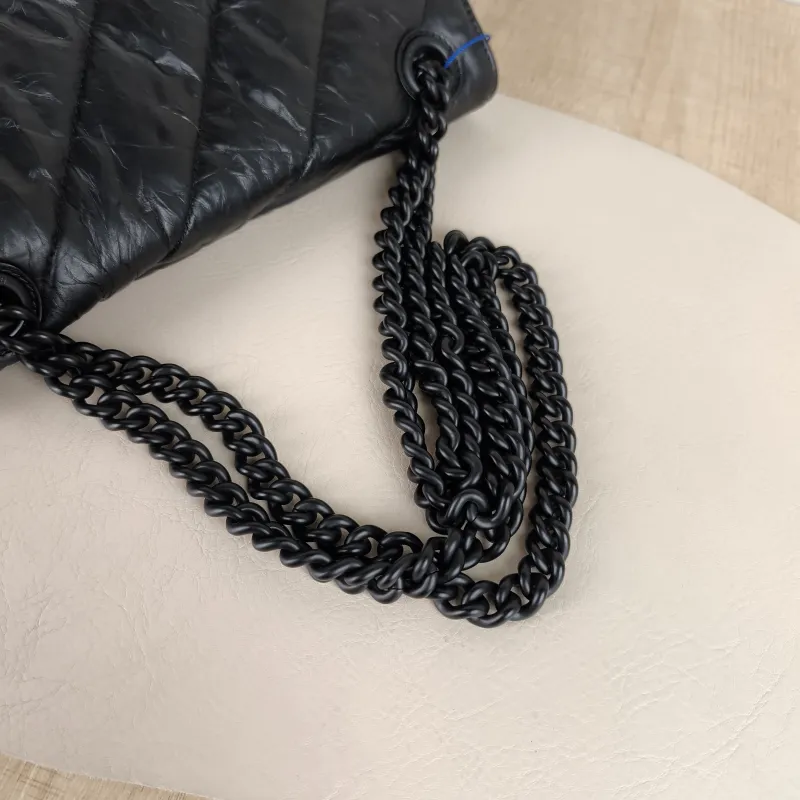 BALENCIAGA Shoulder Bag CRUSH Chain Bag Black Calfskin Medium30 × 13 × 20 cm — detail view 13 of 13