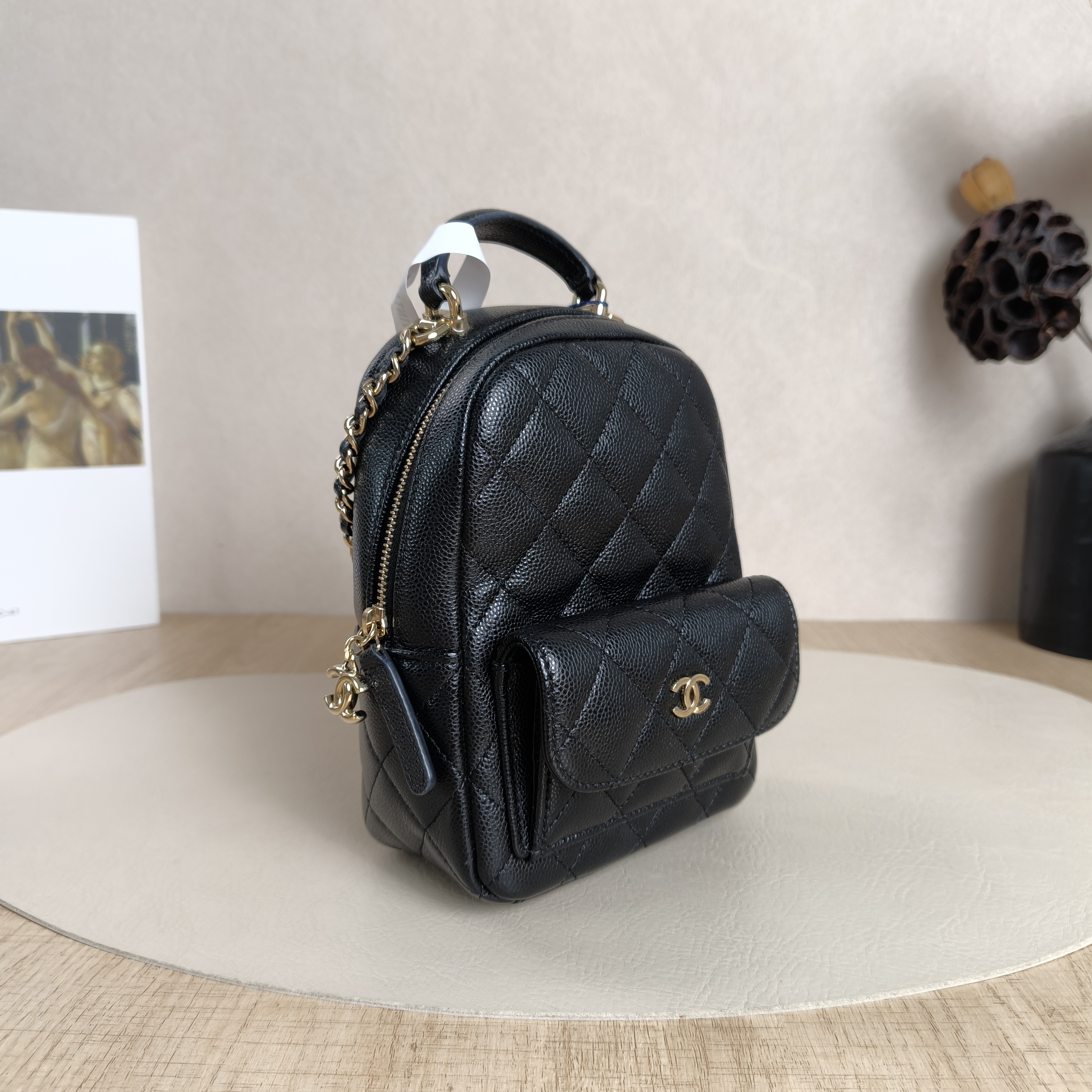 Chanel Crossbody Bag24s Mini Backpack Crossbody Bag Black Grained Calfskin One Size13 × 9 × 18 cm — cover view 6 of 11