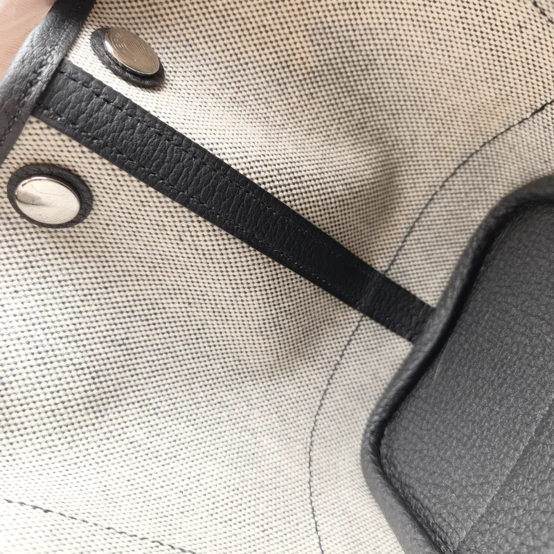 Hermès Top Handle Bag Neo Garden 23 Mini Black · Beige Canvas · Negonda Calfskin Mini 23 × 10 × 16 cm G — detail view 4 of 11