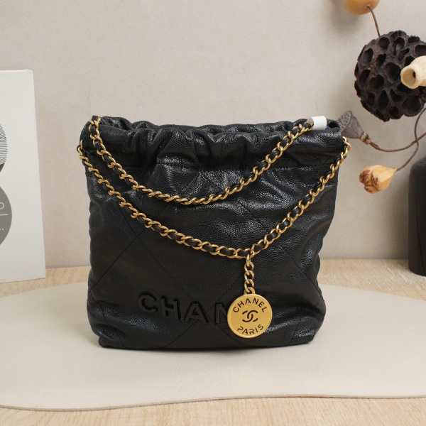 Chanel 22bagmini Soblack Grained Calfskin Microchip Edition · 20 × 6 × 19 cm
