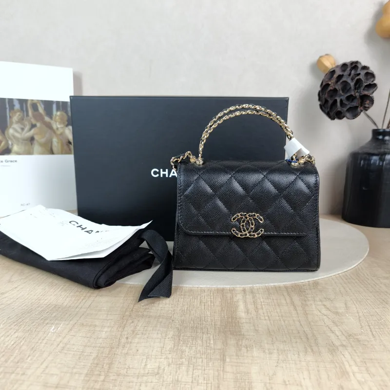 Chanel Crossbody Bag kelly Black Grained Calfskin nano 15 × 5 × 11 cm — cover view 2 of 6