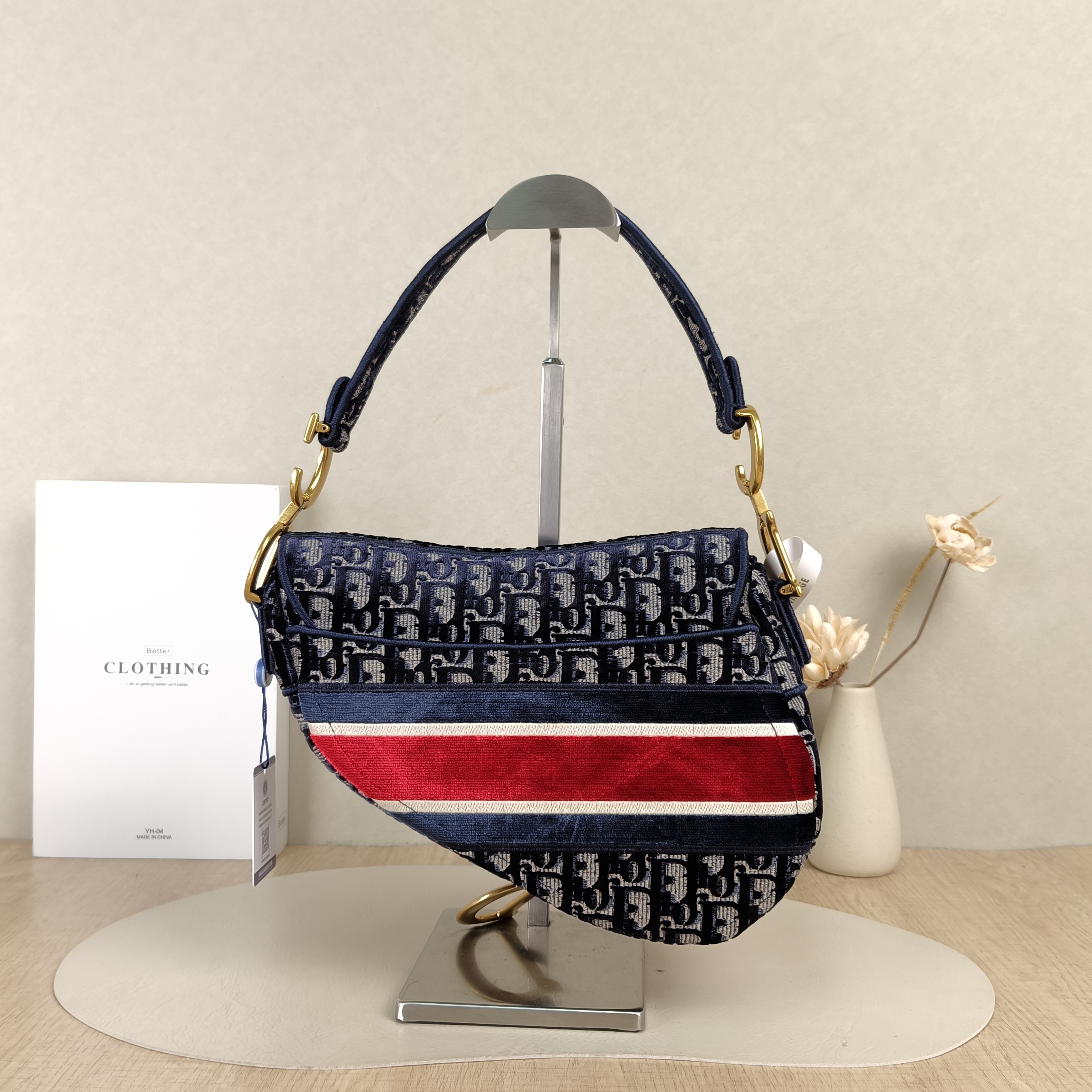 DIOR Top Handle Bag Saddle Blue Canvas Medium25.5 × 6.5 × 20 cm — cover view 3 of 4