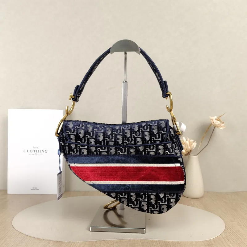 DIOR Top Handle Bag Saddle Blue Canvas Medium25.5 × 6.5 × 20 cm — cover view 3 of 4