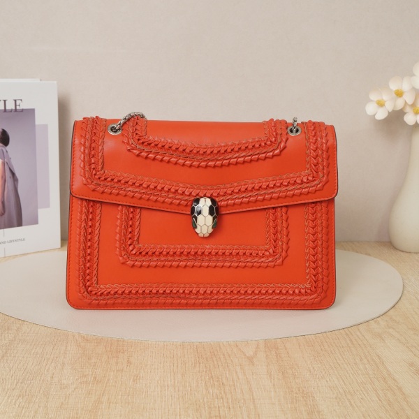 Bvlgari Crossbody Bag Red Calfskin Medium · 27 × 5 × 18 cm