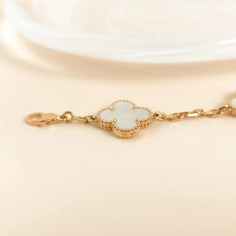 Van Cleef & Arpels Bracelet Alhambra Alhambra Collection Five-Motif Bracelet Pearl · White Mother-of-Pearl18KY ellow Gold Vintage Small19cm — cover view 8 of 8
