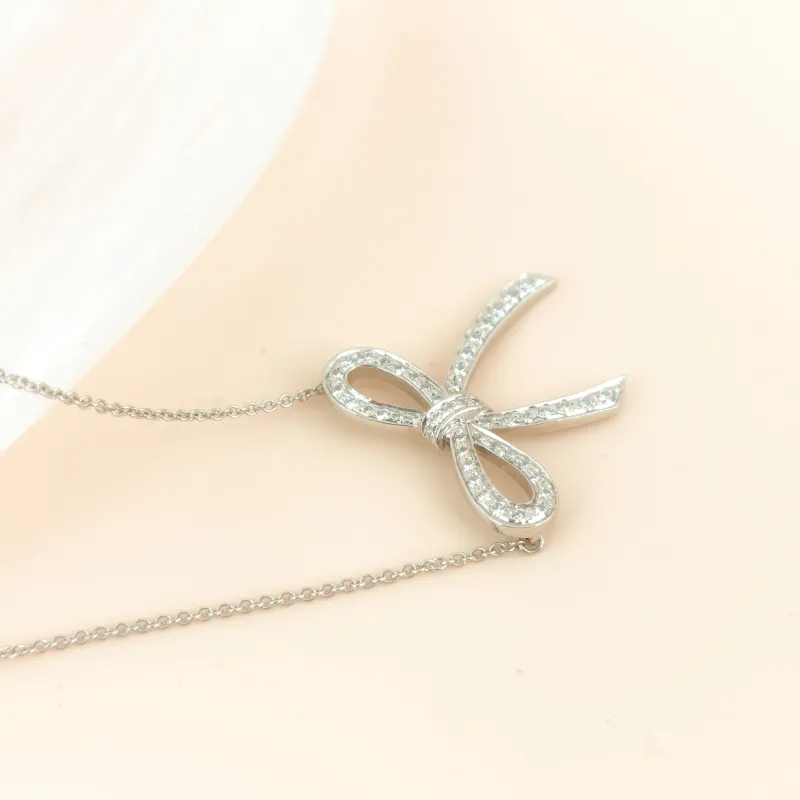 Tiffany&Co. Necklace Bow Pavé Diamond 950Diamond One Size 40cm — cover view 4 of 9