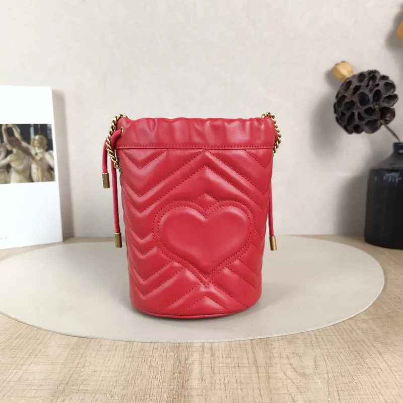GUCCI Crossbody Bag GG Marmont Marmont Red Calfskin Small 14 × 13 × 17 cm — cover view 2 of 6