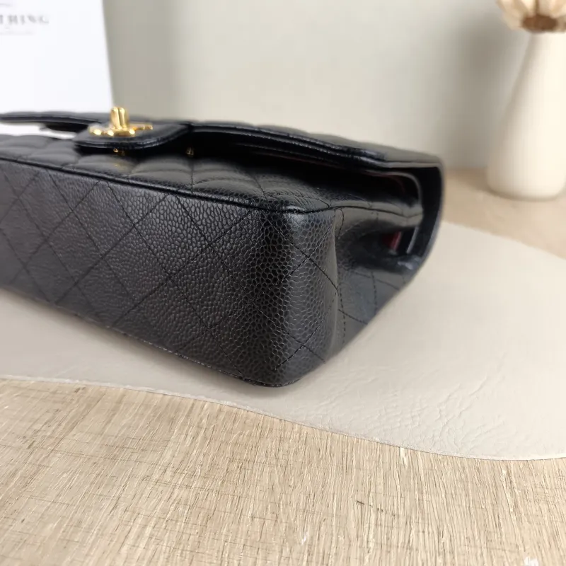 Chanel Crossbody Bag Classic Flap CF Black Grained Calfskin Medium 25.5 × 6.5 × 15.5 cm — detail view 1 of 14