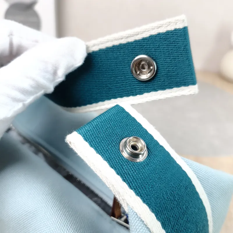 Hermès Top Handle Bag bride-a-brac Blue Canvas Small 21 × 12 × 27 cm — detail view 11 of 12