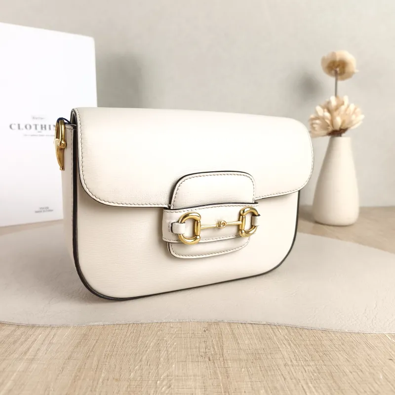 GUCCI Crossbody Bag Horsebit 1955 Horsebit Small White Calfskin Small 20.5 × 5 × 14.5 cm — cover view 2 of 5