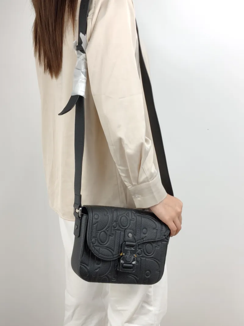 DIOR Crossbody Bag Black Calfskin Small 23 × 6 × 17.5 cm — on-model view 2 of 2