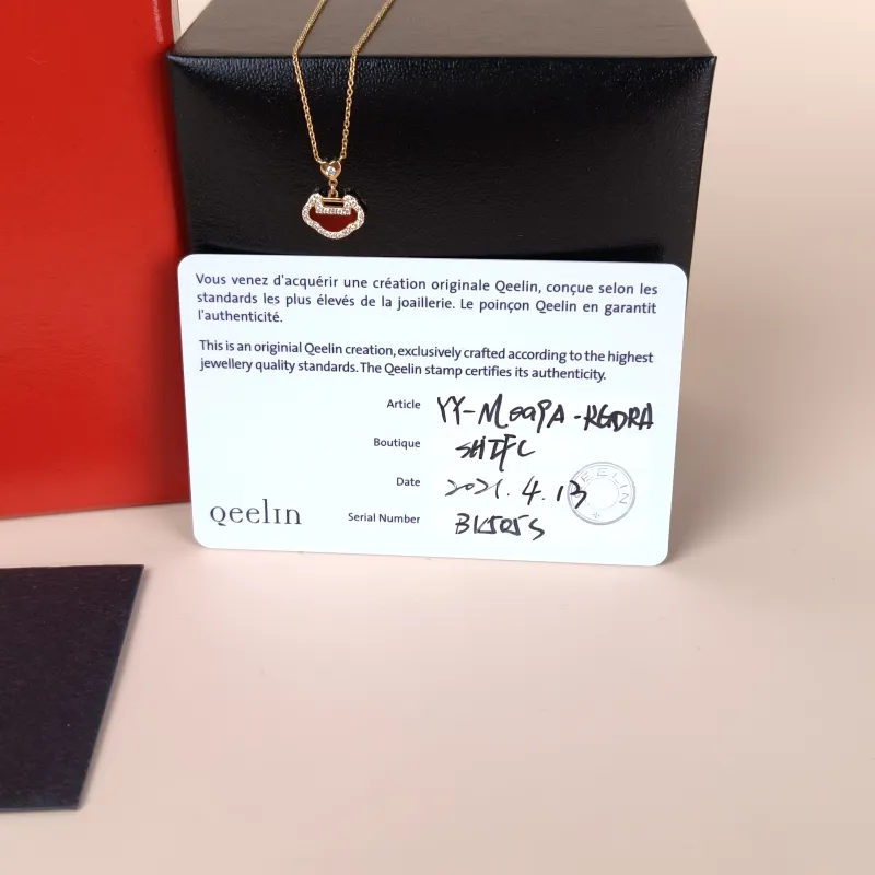 Qeelin Necklace Yu Yi Collection Necklace Red Agate Diamond18KR ose Gold One Size 40cm — detail view 1 of 1
