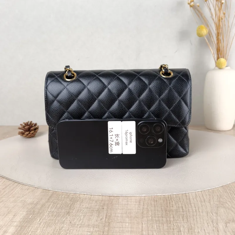 Chanel Crossbody Bag Classic Flap CF Black Grained Calfskin Small 23 × 6 × 14.5 cm — cover view 2 of 6