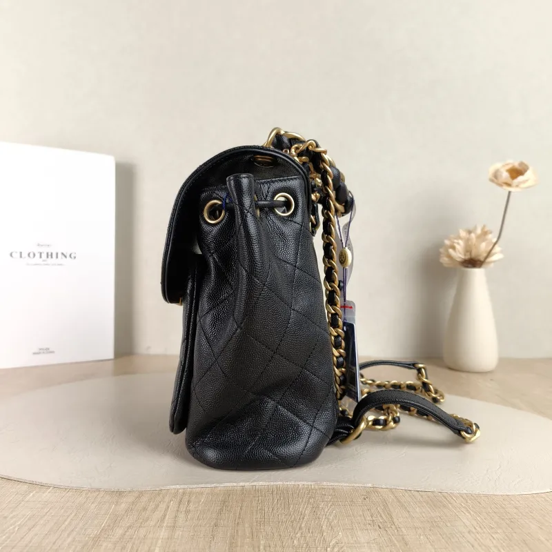 Chanel Backpack Backpack Black Grained Calfskin Small 19 × 9.5 × 21.5 cm — detail view 8 of 11