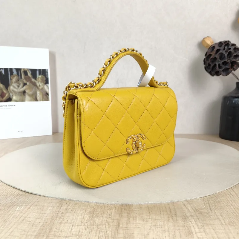 Chanel Crossbody Bag Top Handle Crossbody Bag Yellow Calfskin 20 × 6 × 14 cm 28 — cover view 4 of 6