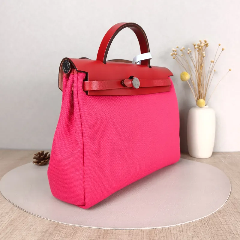 Hermès Crossbody Bag Herbag 31 Red Red Canvas Medium 30.5 × 11 × 25.5 cm Y — cover view 5 of 5