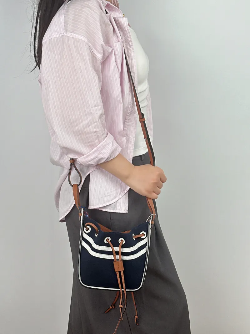 LOEWE Crossbody Bag Hammock White Canvas Mini 17 × 11 × 19.5 cm — on-model view 2 of 2